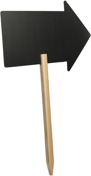 Arrow Chalk Board Sign Wooden Stand with Spike and Chalk Marker