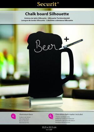 Silhouette Beer Aluminum Base Table Chalk Board with Chalk Marker