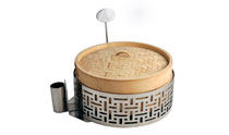 China Town Dimsum Server with Mirror Steel Holder