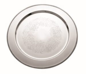 Bead Etched Mirror Steel 13in Round Charger Plate