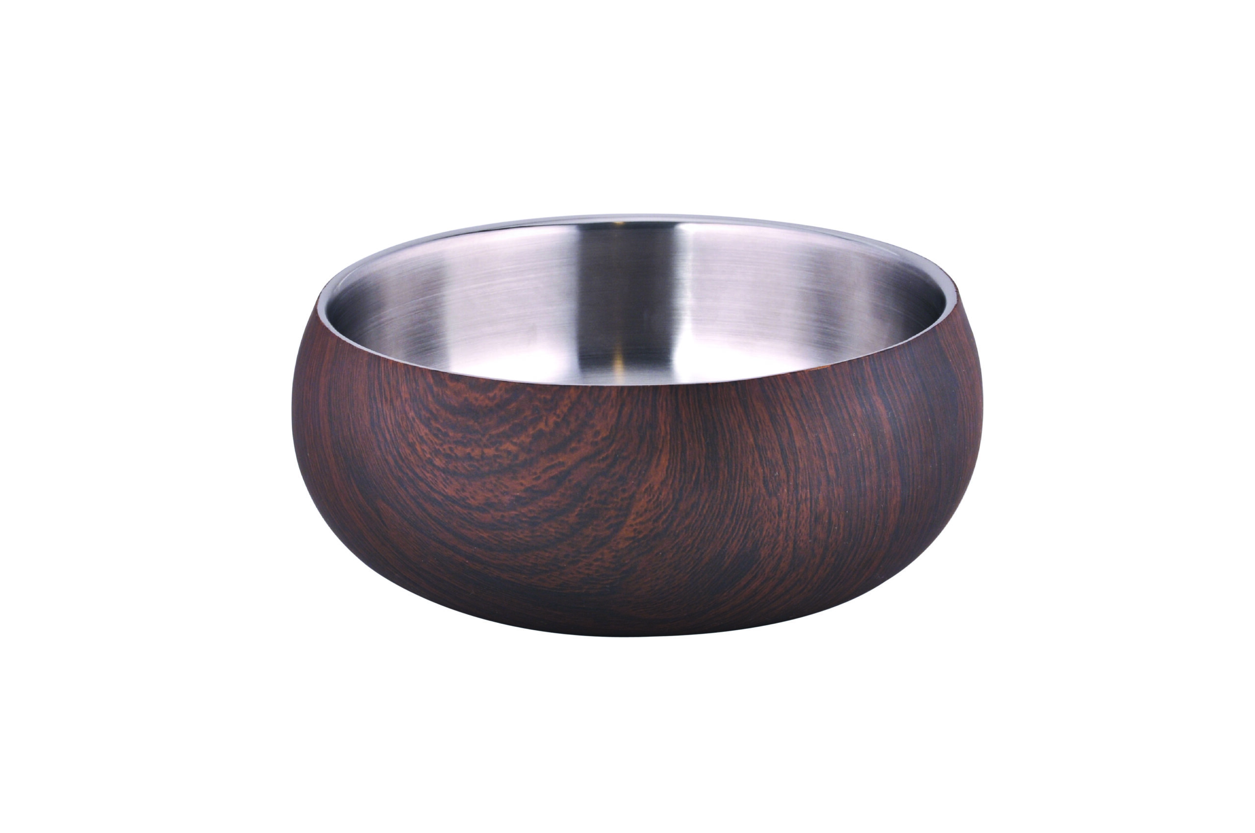 Davos Wood Finish Stainless Steel Double Wall Round Deep Bowl