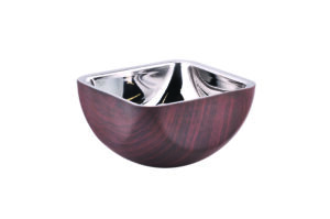 Empire Double Wall Wood Finish exterior coat and Mirror Finish Inside Squircle Bowl
