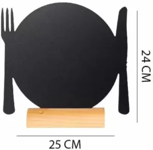 Silhouette Plate Wood Base Table Chalk Board with Chalk Marker