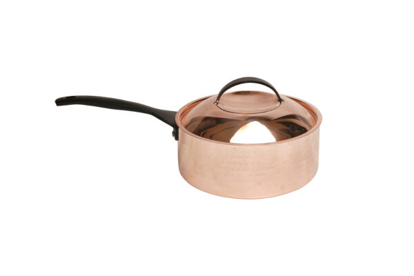 Skyserv Induction Ready Copper Finish Round Sauce Pan with durable stainless steel construction and suitable for all stovetops.