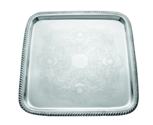Gadroon Mirror Stainless Steel Square Tray