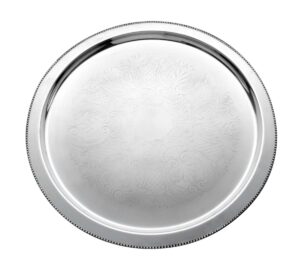 Basic Etched Mirror Steel Round Tray