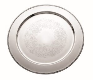 Bead Etched Mirror Steel Round Charger Plate