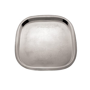 Bead Etched Silver Finish Steel 15x15in Square Tray