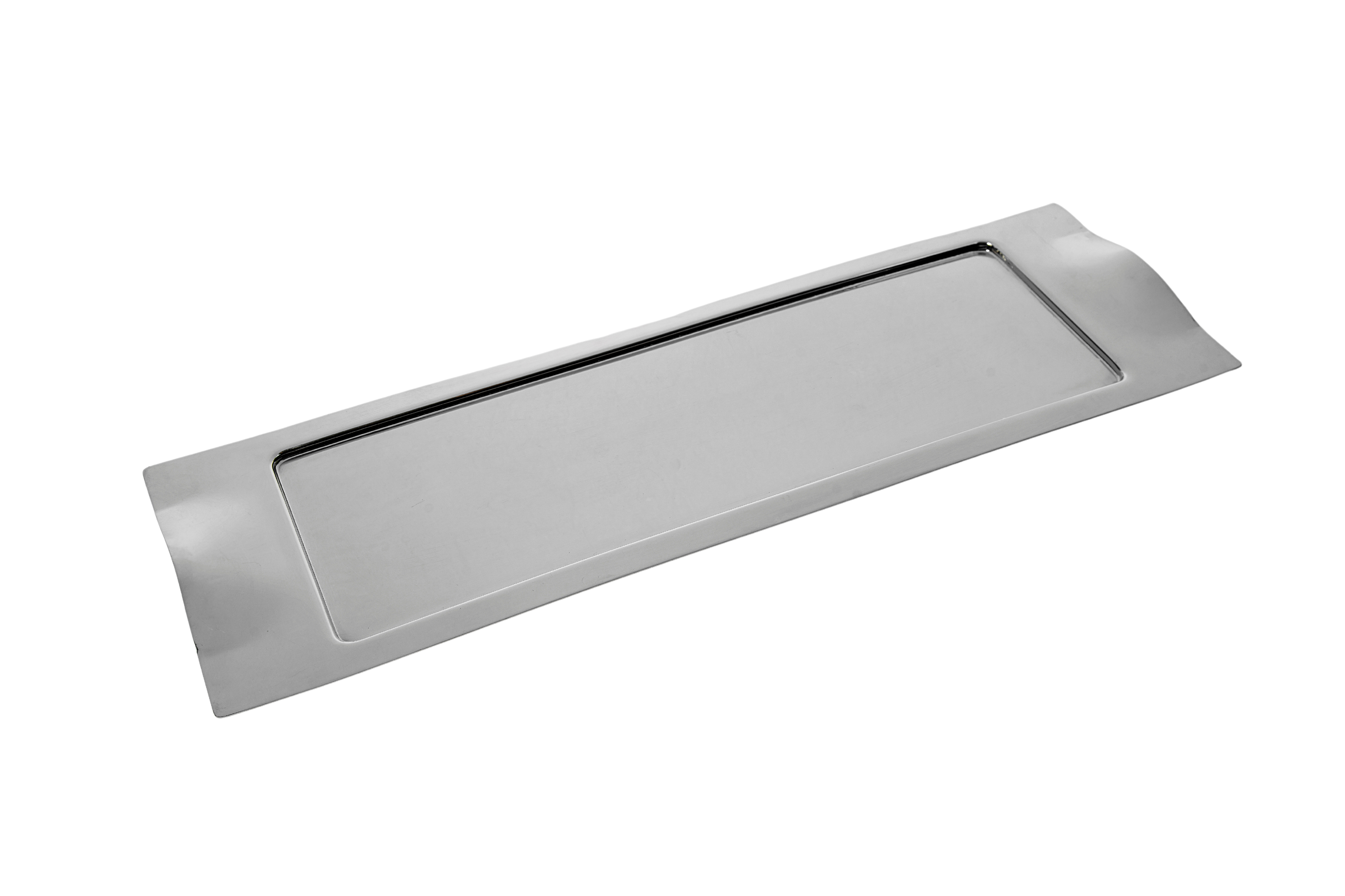 Sharp Silver Finish Steel 20x6 in Rectangular Tray