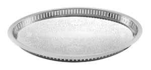 Gallery Etched Mirror Stainless Steel Oval Tray