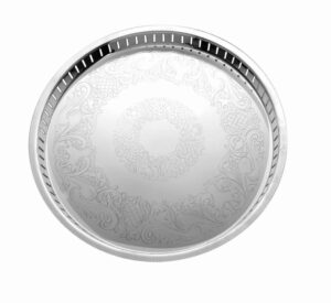 Gallery Etched Mirror Stainless Steel Round Tray