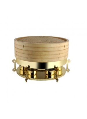 China Town Large Dimsum Steamer with Gold Finish Stand