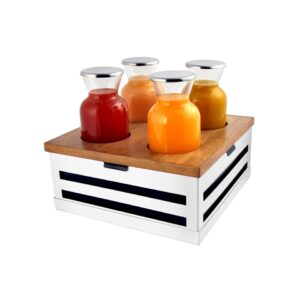 Crate White Finish Beverage Station with 4 Bottels